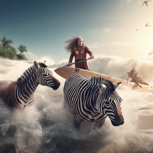 Noah surfing with his animals