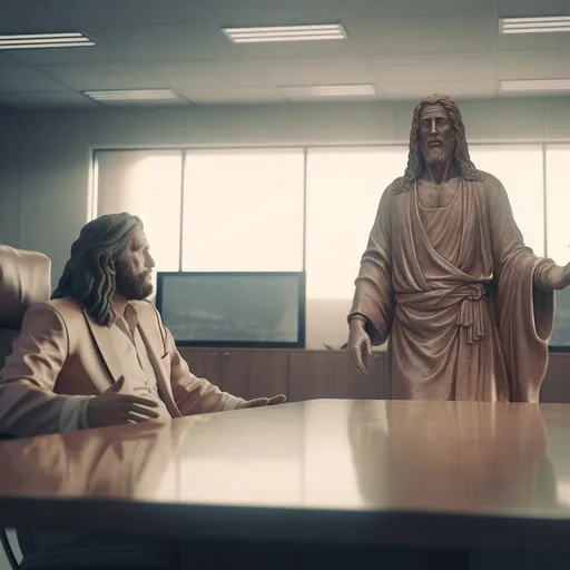 Jesus and Moses discussing companies objectives