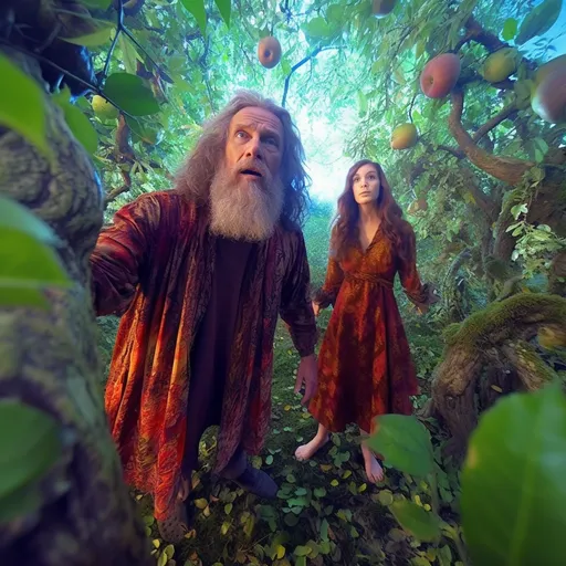 Selfie of adam and eve in the garden of eden
