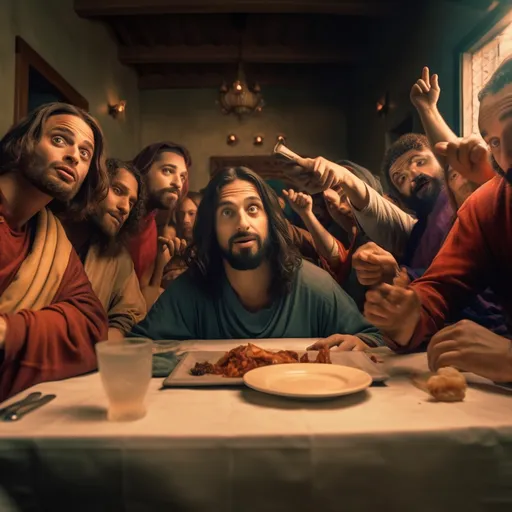Selfie of jesus and his desciples in the last supper