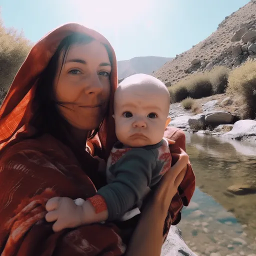 Selfie of moses and his mother on the river nile