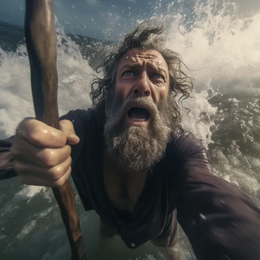 Selfie of moses splitting the sea